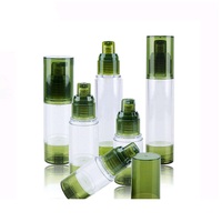 Bouteille cosmétique verte en plastique avec bouchon à vis, brosse et logo personnalisé par estampage à chaud, Unalilia GP24 15ml/30ml, pour crème solaire