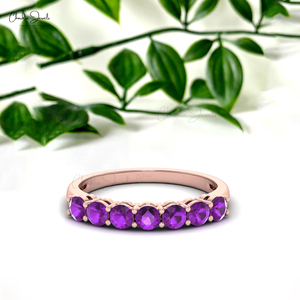 Top Wholesale Suppliers Authentic 0.70 Cts Prong Set African Amethyst Seven <b>Stone</b> Ring in Solid 14k Rose Gold Stackable Jewelry - Product Image 3