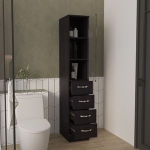 Mobiletto Vanguard in lino con quattro cassetti e tre ripiani, bianco, per bagno - Product Image 5