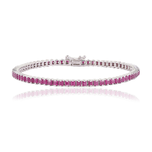 Nouveautés Vente en gros d'usine Bracelet tennis fin et minimaliste en argent 925 avec rubis naturel taille princesse pierre de naissance de juillet - Product Image 1