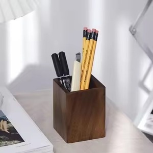 Porte-ustensiles carré en bois rustique pour cuisine, bac de rangement pour vaisselle, organisateur de couverts en acier inoxydable, type sur pied - Product Image 5