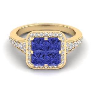 Anillo REYES de Lujo en Plata de Ley 925 con Zafiro Azul de Corte Princesa de 1.56 Quilates y Claridad VVS con Moissanita - Product Image 6