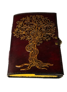 Mère de l'arbre femmes enceintes cahier revues en cuir recyclé hibou Vintage décor jaune marron véritable Deckle Pages cahier - Product Image 2