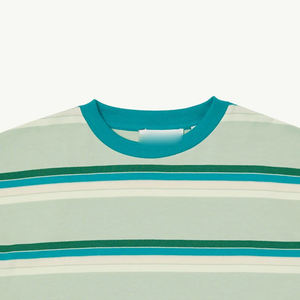 เสื้อยืดคอกลมแขนสั้น / ดีไซน์ลายทางเย็บตะเข็บทนทาน คอลเลคชั่นฤดูร้อนลำลอง สวมใส่สบายสำหรับเด็กผู้ชาย ชุดฤดูร้อน - Product Image 2