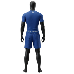 Ensemble de T-shirt et Short de Compression Homme Bleu Royal et Blanc Séchage Rapide Extensible pour Fitness, Gym, Entraînement, Course à Pied et Sport - Product Image 2