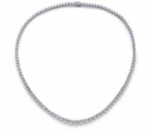 18K Gold Three Prong Round Lab Grown Diamond <b>Graduated</b> Tennis <b>Necklace</b> OEM Wholesale Retail International Jewelry Manufacturer - Product Image 1