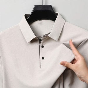 Polo tricoté à manches longues pour homme, couleur unie, décontracté, boutonné, rouge, nouveau design personnalisé 2026, prix de gros - Product Image 5