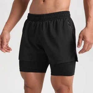 Shorts deportivos de doble capa para hombre de alta calidad con forro de compresión, logotipo personalizado, para fitness y ejercicio, 2 en 1. - Product Image 1