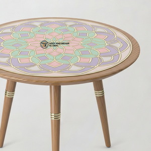 Wholesale Custom Hand Painted Meena Art <b>Stool</b> Durable Solid Wood Tripod Pedestal Multi-functional Ethnic Side <b>Table</b> - Product Image 2