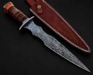 Couteau de chasse AHS en acier Damas de haute qualité avec manche en bois, lame à pointe tombante, bord droit, OEM accepté, garantie de 3 ans - Product Image 3