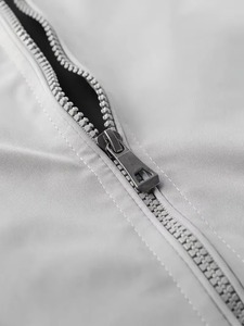 <b>Grey</b> Bomber <b>Jacket</b> Full Sleeve Zipper Closure Stand Collar Solid Color Polyester Woven Memory Fabric <b>Waterproof</b> Lightweight - Product Image 5