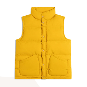 Chaleco Acolchado Amarillo de la Mejor Calidad con Cuello Alto, Cierre de Botones, Informal, de Invierno, Largo Regular, Color Sólido, Impermeable - Product Image 1