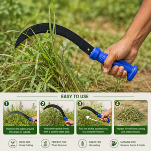 Faucille robuste en acier au carbone avec manche en plastique pour couper l'herbe, désherber, récolter, travaux de jardinage, d'agriculture et d'élevage, outil manuel - Product Image 5