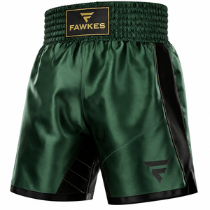 Pantalones Cortos de Boxeo Verdes para Hombre Fawkes, Corte Regular, Transpirables, 100% Algodón, Estampado Digital, Ropa de Artes Marciales, Ropa Deportiva para Adultos - Product Image 1