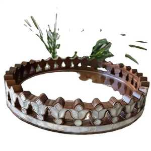 Bandeja moderna rectangular de madera con incrustaciones de nácar para servir alimentos, decoración del hogar, bandeja decorativa para servir comida, bandeja de madera con nácar de colores. - Product Image 3