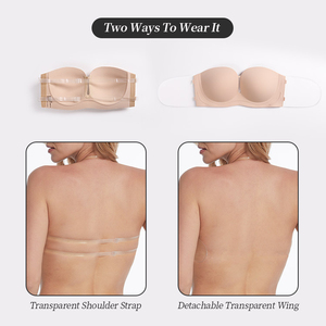 บราไร้สายสำหรับผู้หญิง ระบายอากาศได้ดี เรียบง่าย ไร้ตะเข็บ บราแบบ Bandeau ไม่เลื่อนหลุด ยกทรงแบบ Tube Top ไร้โครง มีตาข่าย - Product Image 3