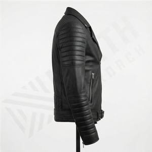 Chaqueta de Motero Acolchada Personalizable para Hombre, de Piel Vacuna, con Cierre Frontal Completo, Impermeable, Elegante para Invierno, Color Personalizado - Product Image 3