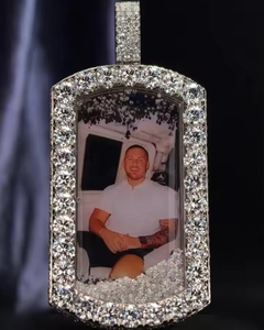 Moissanite Photo Pendant Custom Round <b>Memorial</b> Picture <b>Frame</b> Charms 925 Silver Hip Hop VVS Iced Out Custom Engraved Pendant - Product Image 1