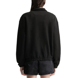 Sweat-shirt noir surdimensionné en tricot pour femme avec demi-fermeture éclair et poche, manches classiques, col rabattu, design uni, idéal pour l'automne - Product Image 2