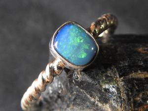 แหวนแต่งงานโอปอลออสเตรเลีย เงินแท้ 925 โอปอลคู่ ประจำเดือนตุลาคม ขนาด 5.5 US ทำด้วยมือ เครื่องประดับคลาสสิก ของขวัญ - Product Image 2