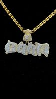 Rappeur bijoux hommes 10K or véritable diamant pendentif or et or blanc deux tons Dollar argent sac caution nom personnalisé lettre pendentif