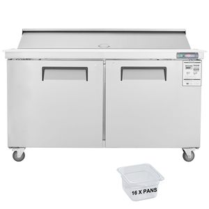 Tavolo Refrigerato Professionale in Acciaio Inox da 60 Pollici per Preparazione Sandwich e Insalate, 16,4 Cu. Ft. Attrezzature di Refrigerazione per Cucine Commerciali - Product Image 1