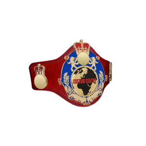 Nouvelle ceinture de champion personnalisée avec emblème de couronne et design globe, ceinture de titre en cuir rouge de qualité supérieure pour les sports - Product Image 1