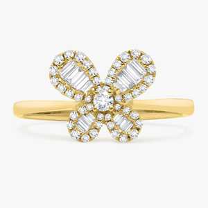 <b>Butterfly</b> Statement Rings Round Baguette Lab Grown Diamond Pave Set 14K 18K Solid Gold Cocktail Solitaire Elegant Luxury Jewelry - Product Image 1