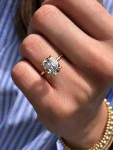Anillo de Diamante Antiguo de 3ct con Corte Cojín en Oro de 10K, 14K, 18K, Venta al por Mayor, Corte Antiguo, Solitario, CVD HPHT, Joyería Creada en Laboratorio, Proveedor de Fábrica - Product Image 3