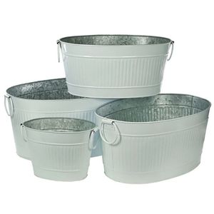 Vintage Galvanized Metal Round Planter Set Floral Cutout Design Antique Zinc <b>Flower</b> Pot Garden Decorative Storage <b>Basket</b> Pots - Product Image 4
