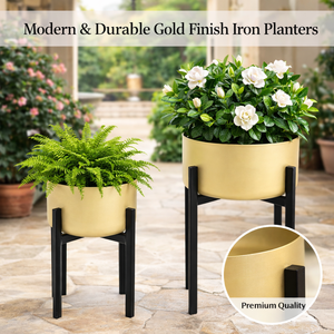 Soporte para Plantas de Exterior Grande de Acero Inoxidable con Acabado Dorado Estilo Art Deco, Duradero, Ligero, Resistente al Óxido, Ecológico, para Jardín y Hogar - Product Image 3