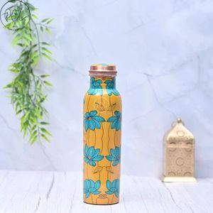 Bouteille d'eau classique en cuivre de conception orientale, écologique, 1000 ml, imprimée en 3D, portable, avec couvercle, pour le bureau et la maison - Product Image 2