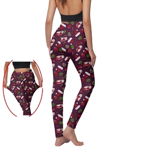 Leggings de Cintura Alta con Estampado Navideño, Tejidos Elásticos, Ropa Casual de Invierno para Mujer - Product Image 2