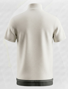 Men's Off <b>White</b> Short Sleeve O-Neck Knitted T-Shirt Regular Fit Solid Color Formal Breathable Front Logo - Product Image 2