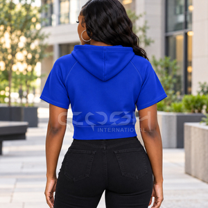Sudadera Corta con Capucha Azul de la Hermandad de la Sororidad Cosh International, de Color Sólido, de Algodón, Informal, Transpirable, para Otoño - Product Image 5