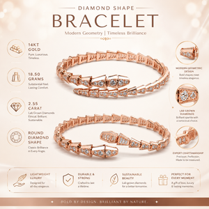 Pulsera de Diamantes de Lujo y Moda para Mujer |   Pulsera de Oro Rosa de 14K con Diamantes Cultivados en Laboratorio, Joyería Fina de Diseño Moderno, Accesorio de Regalo - Product Image 5