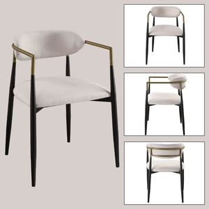 Set di 2 sedie da pranzo laterali Jaramillo in lino beige e finitura nera - Product Image 5