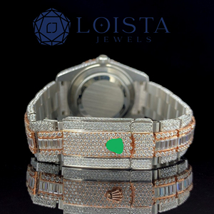 Montre personnalisable en quartz avec diamants Moissanite, verre et bracelet en acier inoxydable, design glacé, style luxe professionnel, cadeau pour homme - Product Image 3