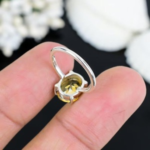Anillo de Citrino Natural, Plata de Ley 925, Hecho a Mano, Gema Ovalada, Anillo de Boda Minimalista - Product Image 6