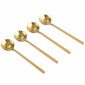 Cuchara de latón de calidad alimentaria, dorada y pulida, cuchara medidora para té, café en grano y artesanía india. - Product Image 1