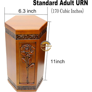 Premium Wooden Cremation Urn for Human <b>Ashes</b> Handmade Wooden Funeral Urn with Natural Finish Solid Wood Memorial Urn for Adults - Product Image 3