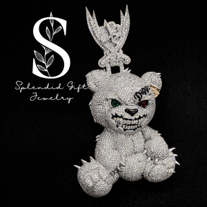 Collar con Colgante de Oso Teddy Estilo Hip Hop con Incrustaciones de Moissanita para Hombre, Joyería de Estilo Rapero, Regalo - Product Image 1