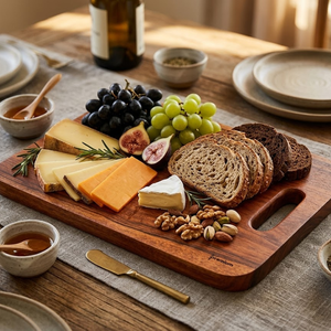 Tabla de cortar de madera maciza natural con ranura para jugos y orificio para colgar |   Bandeja de Madera Multiusos para Servir Carne, Frutas y Verduras - Product Image 3