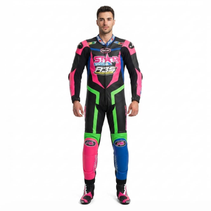 Combinaison de course premium Ramaha pour homme, 1 pièce, en cuir de vache véritable/cuir de kangourou, style MotoCP, combinaison de course sur circuit, niveau de protection 2 - Product Image 1