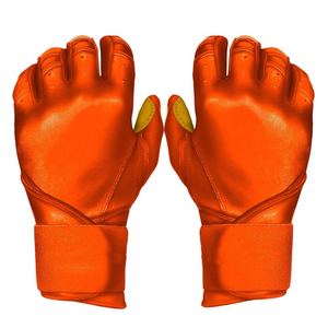 Trending <b>Baseball</b> Batting <b>Gloves</b> Long Cuff Custom Logo Orange Navy Batting <b>Gloves</b> Leather Professional Softball Hitters <b>Gloves</b> - Product Image 1