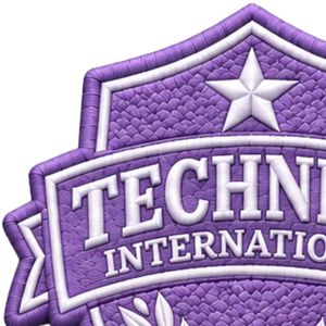 Parche Bordado de Lavanda Technica International con Escudo, Estrella y Corona de Laurel para Chaquetas, Bolsos, Uniformes y Ropa - Product Image 5