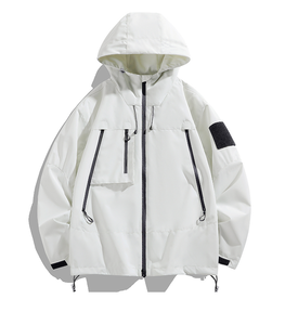 Veste Softshell Imperméable à Capuche Noire pour Homme, Coupe-Vent, Style Vêtement de Travail Formel, Fermeture Éclair, Rembourrage en Polyester, Coupe Classique - Product Image 3