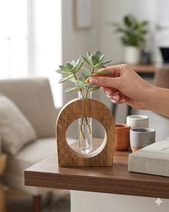 Florero Moderno de Madera con Forma de Anillo, Recipiente de Bambú para Flores, Decoración de Mesa para Hogar, Oficina, Boda - Product Image 6
