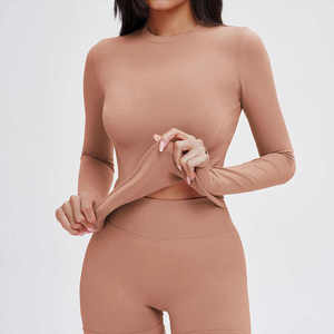 Haut de sport thermique léger à manches longues pour femme, idéal pour le yoga, la course à pied et les activités de plein air, respirant, coupe-vent, 100 % polyester, collection automne - Product Image 4