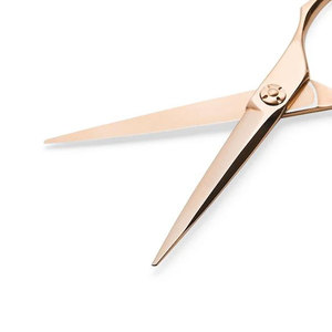 Tijeras de Corte de Pelo Profesionales de Alta Gama con Mango Curvo en Oro Rosa para Estilistas - Product Image 3